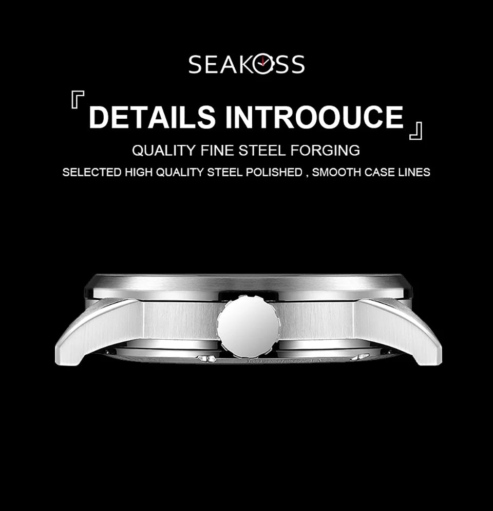 SEAKOSS Top Double Tourbillon Men's Pilot Luxury Skeleton Manual Mechanical Watch Luminous Stainless Steel Leather 1963 Watches