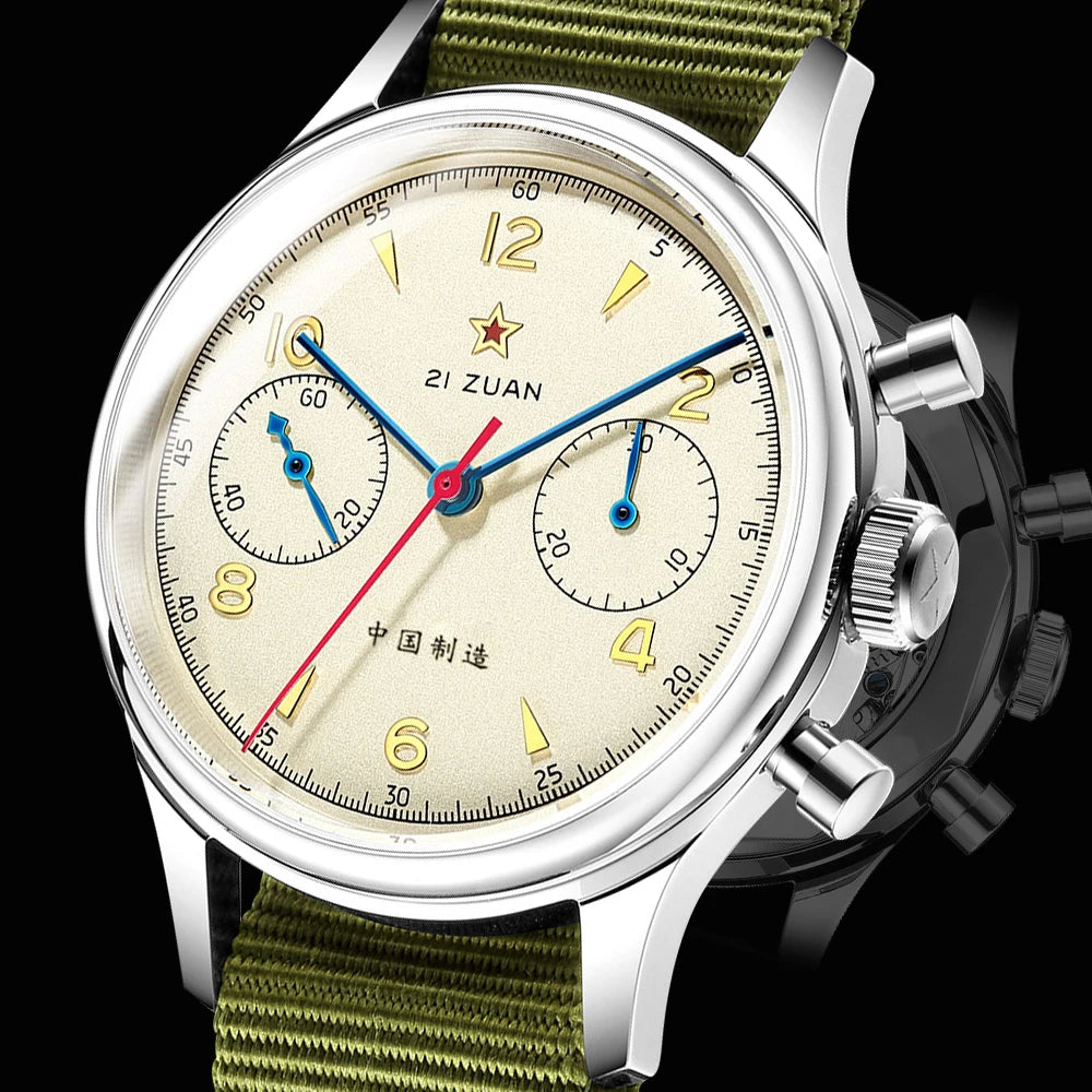 SEAKOSS 40mm Men's 1963 Chronograph Mechanical Watch Pilot with Seagull Movement ST1901 Air Force Aviation Sapphire Goose 40mm