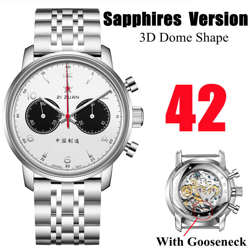 SEAKOSS Panda Seagull 1963 42mm Chronograph 3D Sapphire Glass Men Pilot Seagull ST1901 Movement Mechanical Watches