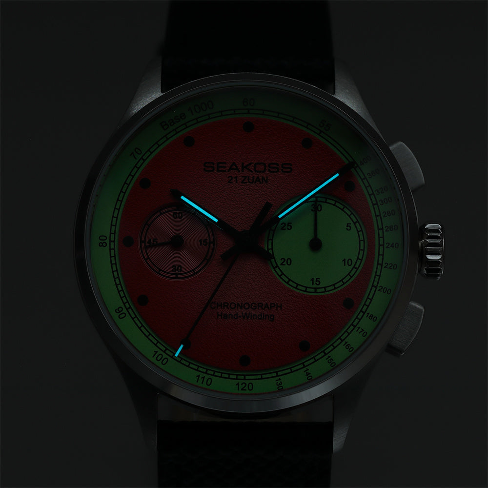 SEAKOSS Watermelon Dial 1963 Chronograph Mechanical Watch Sapphire 40mm