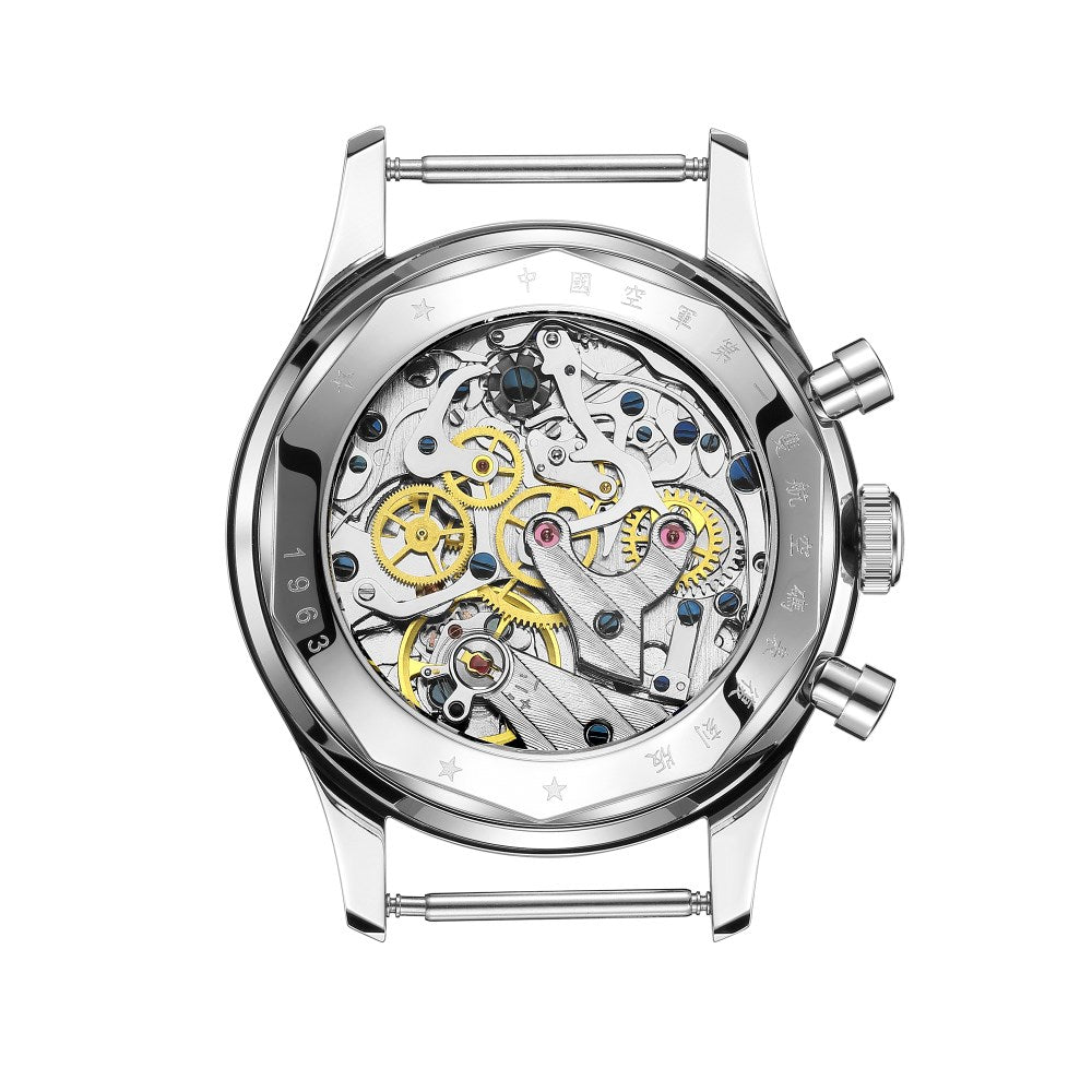 SEAKOSS Classic 1963 Pilot Watch Men ST1901 Chronograph Hand Winding Mechanical Wristwatch Sapphire Glass Waterproof