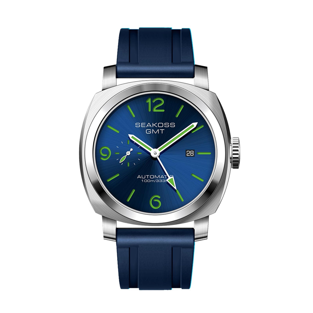 SEAKOSS GMT Automatic Watch for Men 45mm, Self Winding Mechanical Wrist Watch with Seagull ST2557 Movement, Sapphire Crystal, 10ATM Waterproof, Luminous Hands, Stainless Steel Date Watch（副本）