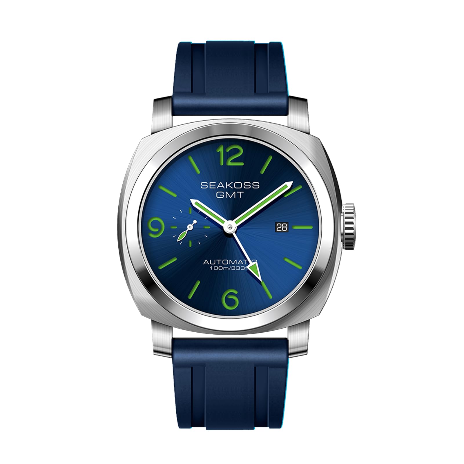 SEAKOSS GMT Automatic Watch for Men 45mm, Self Winding Mechanical Wrist Watch with Seagull ST2557 Movement, Sapphire Crystal, 10ATM Waterproof, Luminous Hands, Stainless Steel Date Watch（副本）