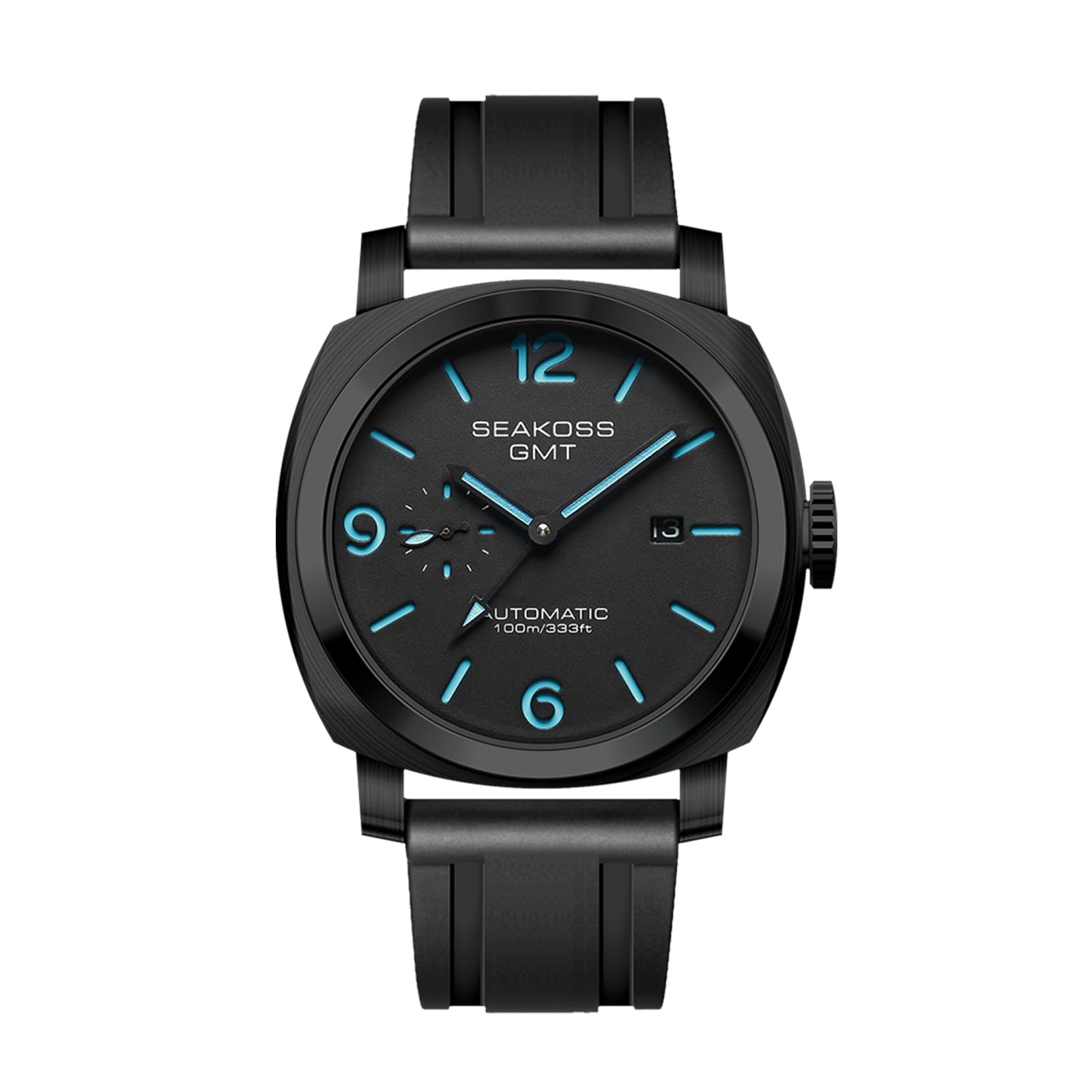 SEAKOSS GMT Automatic Watch for Men 45mm, Self Winding Mechanical Wrist Watch with Seagull ST2557 Movement, Sapphire Crystal, 10ATM Waterproof, Luminous Hands, Stainless Steel Date Watch