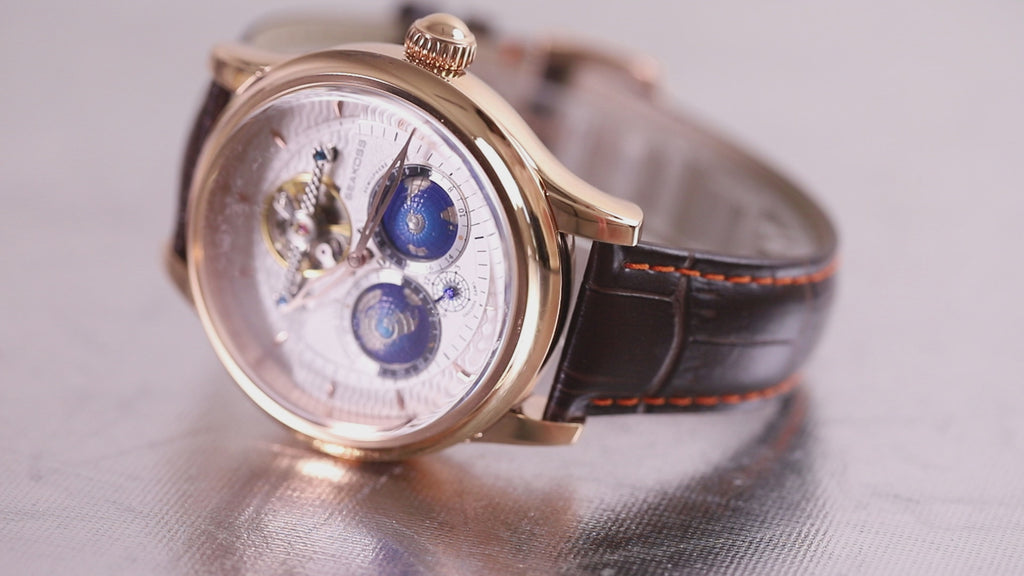 SEAKOSS Male Dual Earth Rotating Mechanical Men's Watch Automatic Movement Waterproof Clock Pilots 1963 Flywheel Wristwatches