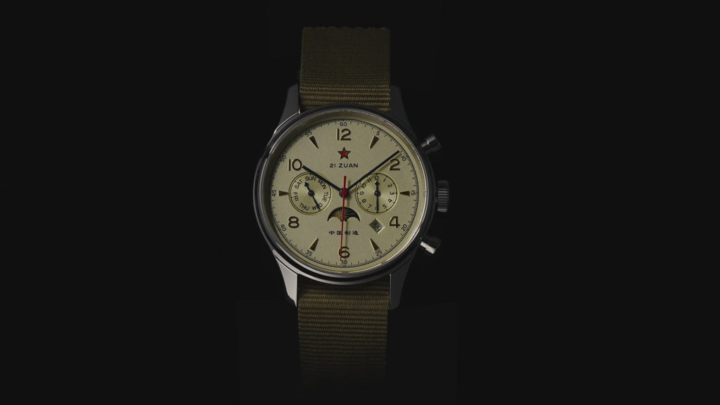 SEAKOSS Men's Classic Automatic Mechanical Wristwatch Seagull ST1654 Movement 24H-Hour Display Air Force Pilot Calendar Mens Watches
