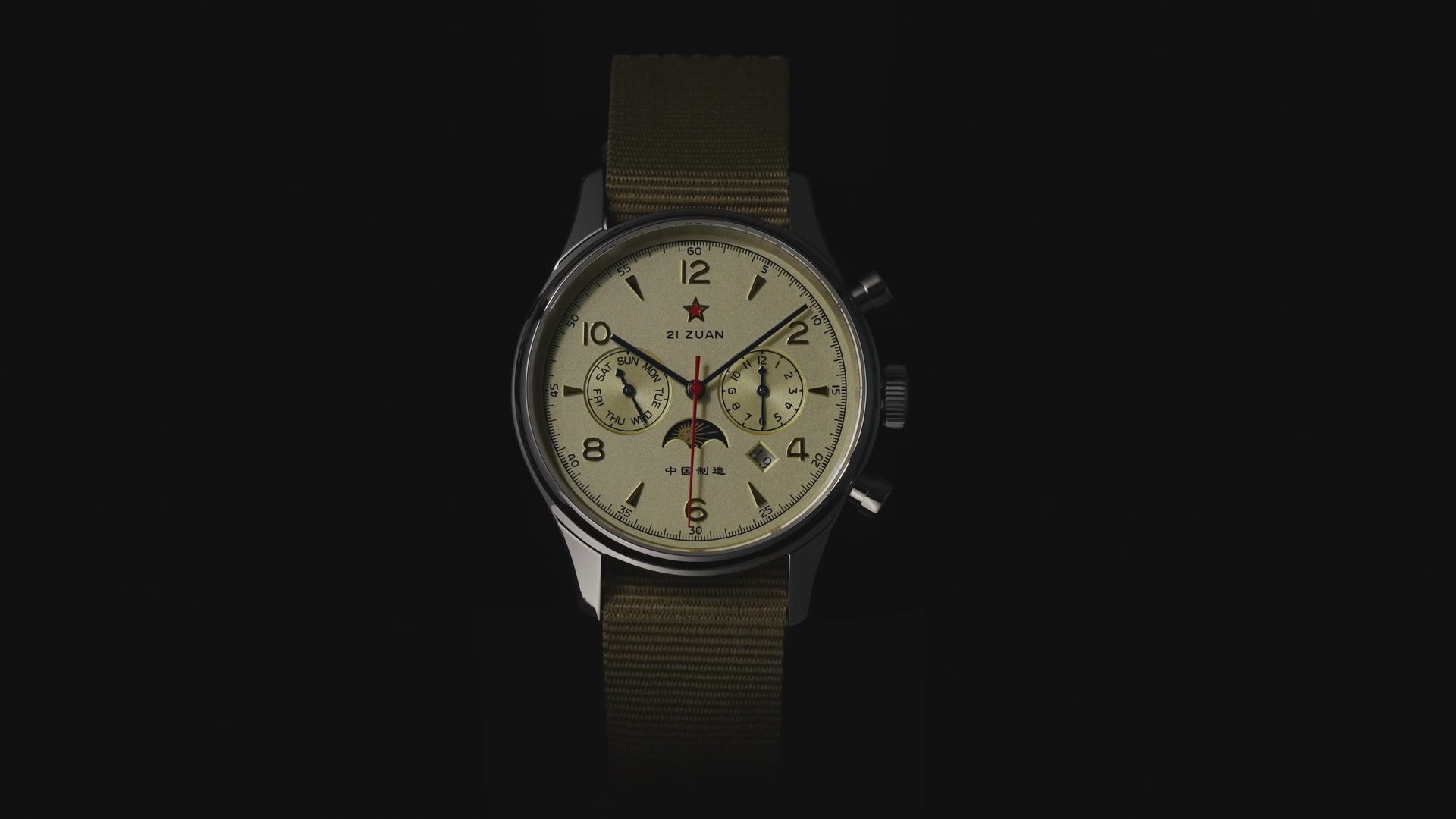 SEAKOSS Men's Classic Automatic Mechanical Wristwatch Seagull ST1654 Movement 24H-Hour Display Air Force Pilot Calendar Mens Watches