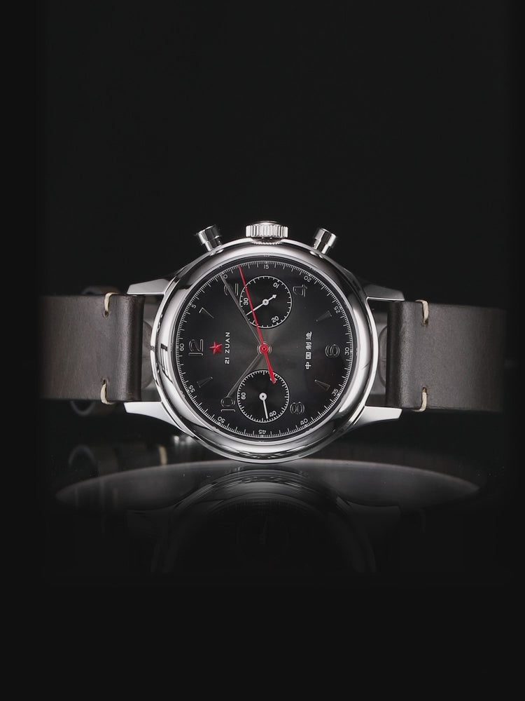 SEAKOSS 38mm Men 1963 Chronograph Watches Seagull ST1901 Movement Sapphire  Mechanical Wristwatches Black Color