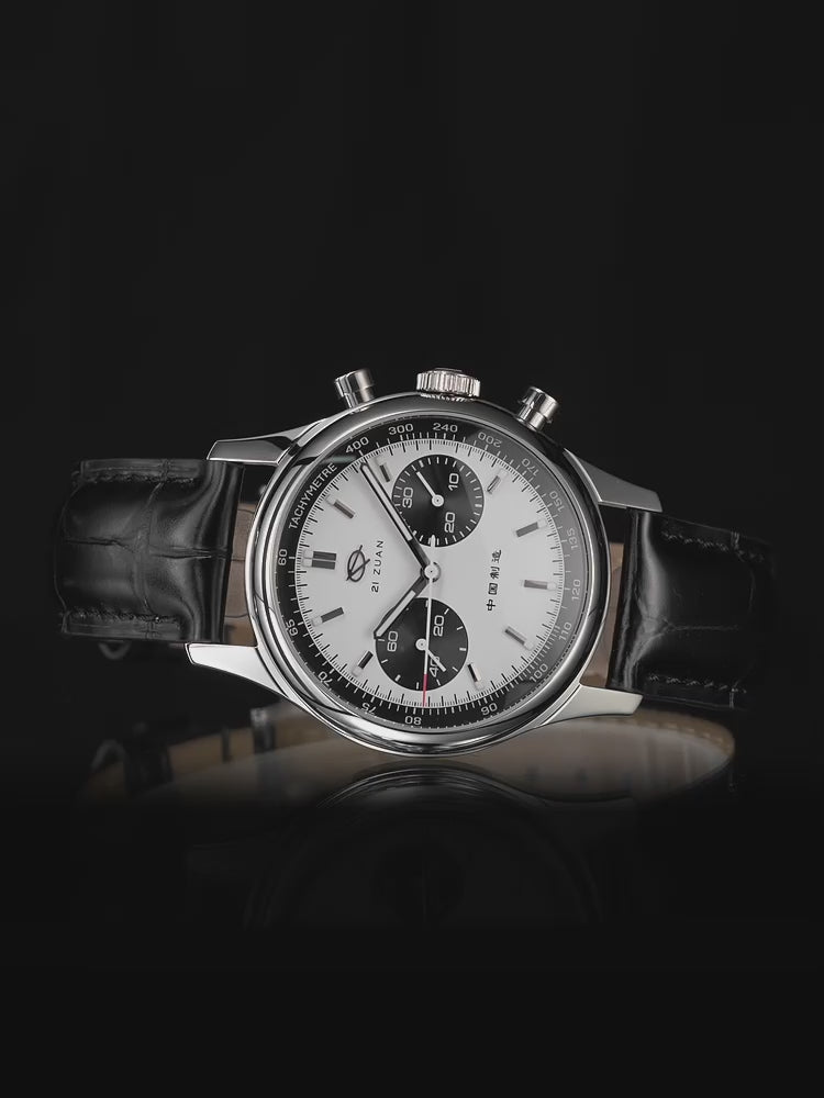 SEAKOSS 40mm Men's Panda Seagull 1963 Chronograph Wristwatch Luminous Sapphire ST1901 Gooseneck Movement Pilot Mechanical Watches