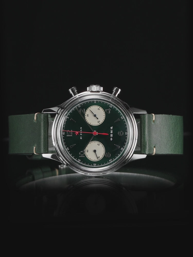 SEAKOSS Seagull 1963 Chronograph Watch Mens 38mm Green Seagull ST901 Hand Wind Movement Sapphire Mechanical Wristwatches